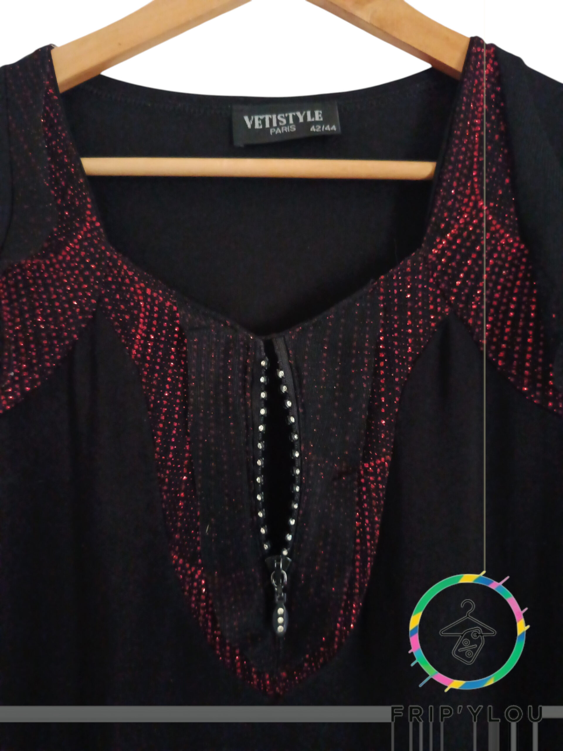 ✨ Tunique noire chic – Taille 42/44 ✨ A1571 – Image 3