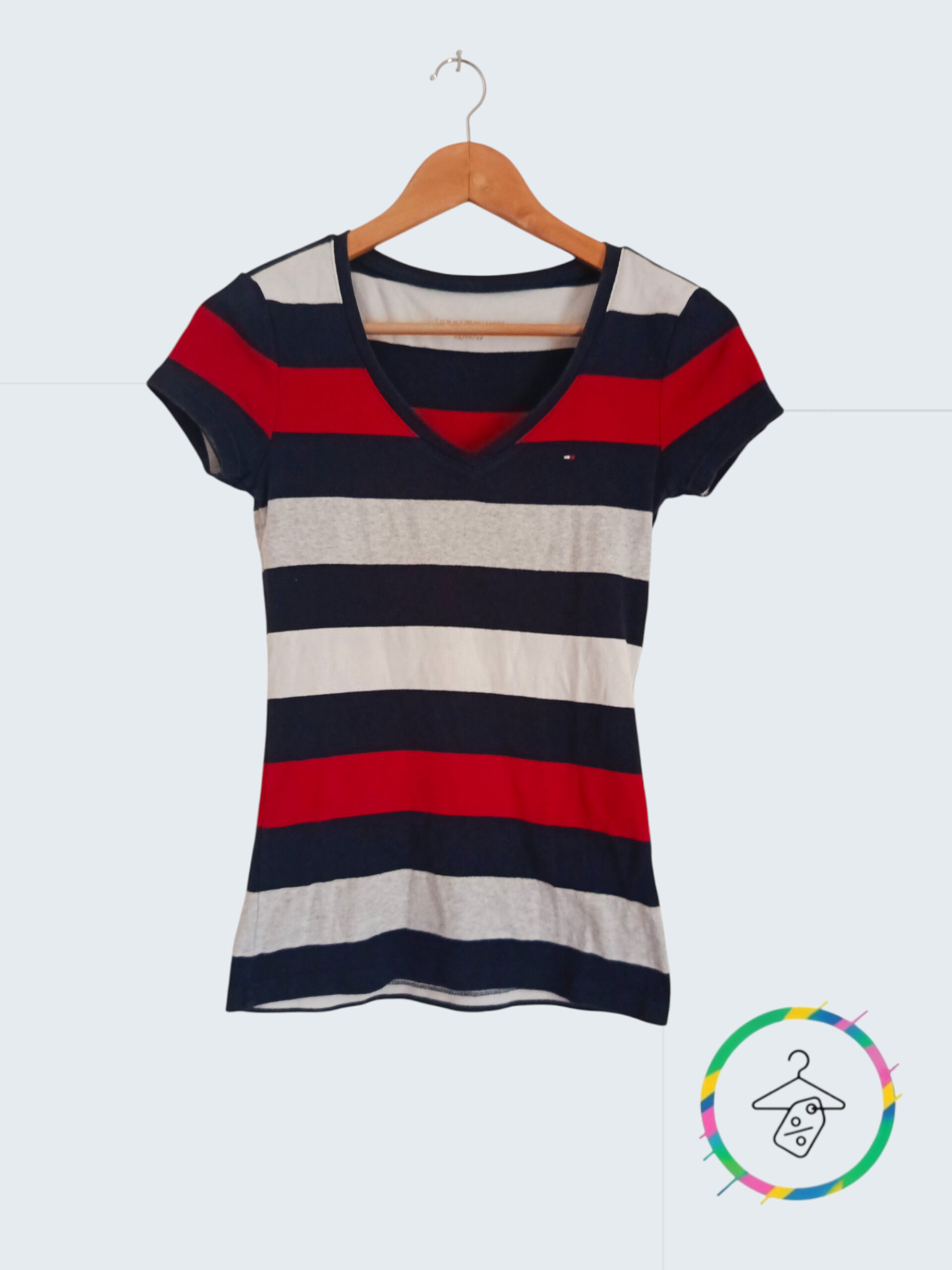 🌸 T-shirt rayé Tommy Hilfiger – Femme XS – Bon état A1589