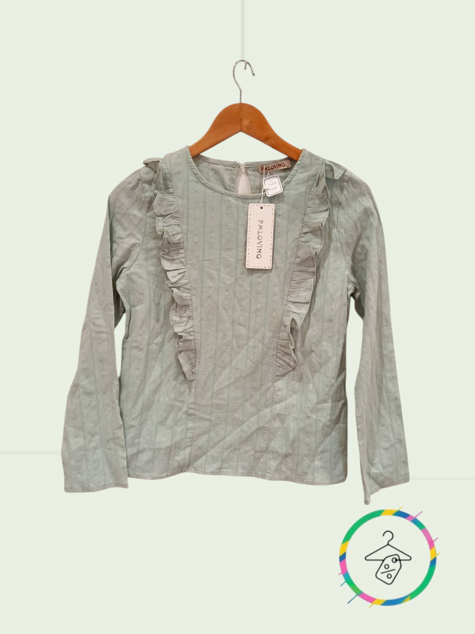 Blouse fille 14 ans – vert sauge – NEUVE avec étiquette 🌿 A0226