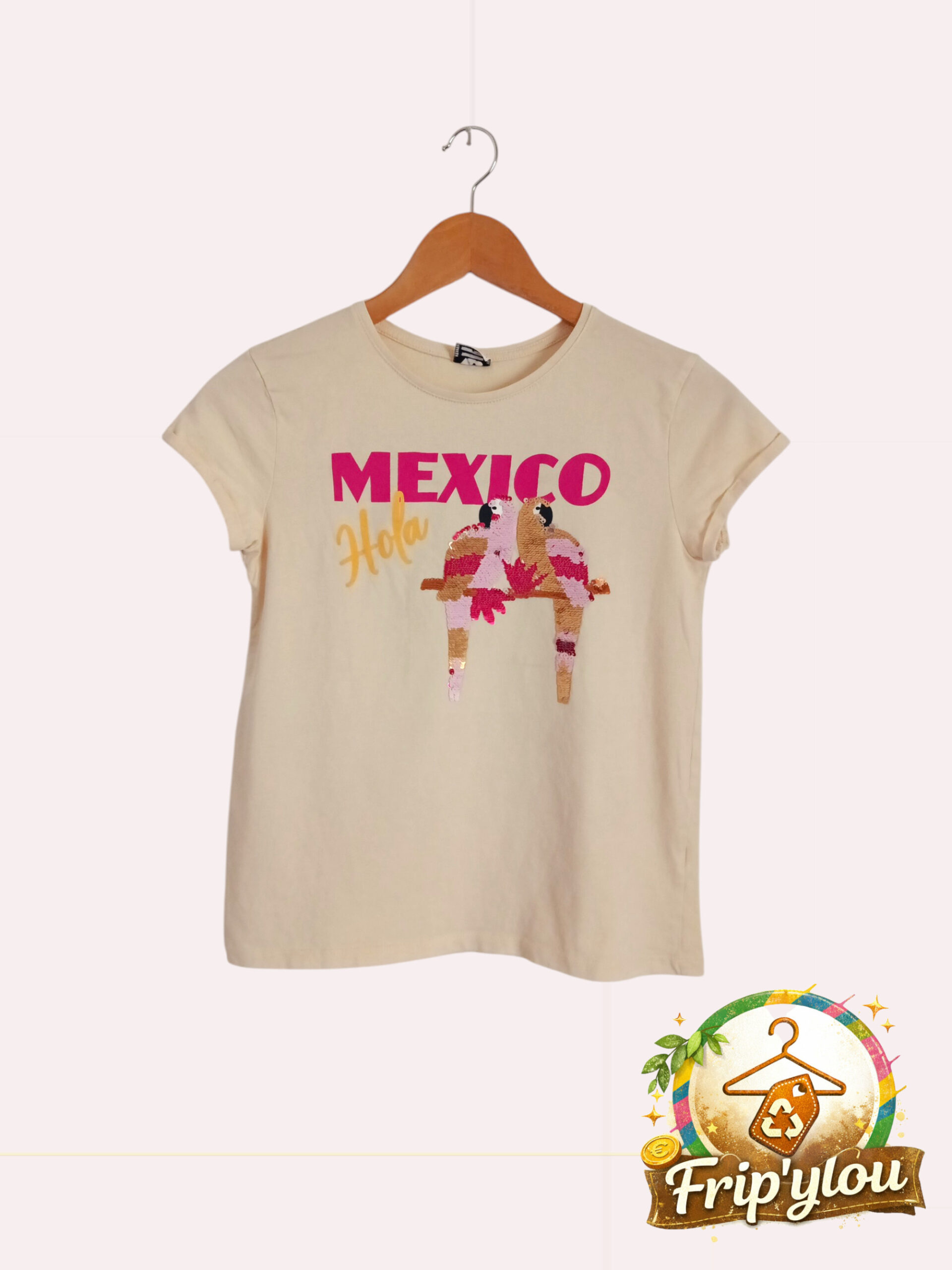 ✨ T-shirt fille TAPE À L’ŒIL – 12 ans – Motif Mexique sequins ✨ A1630