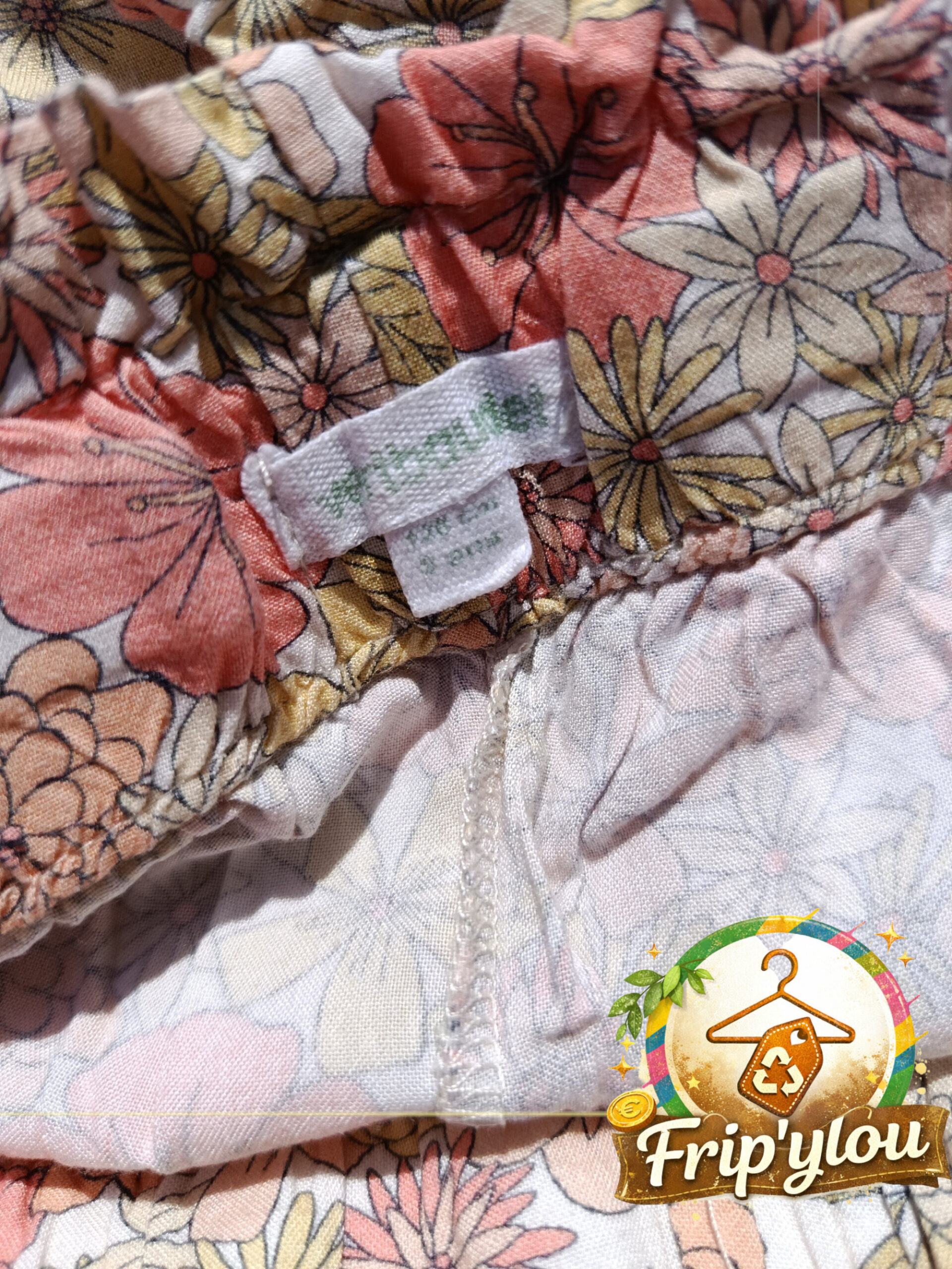 🌸✨ Pantalon fille fluide à fleurs – 128 cm (8 ans) – Look bohème ✨🌸 A1622 – Image 2