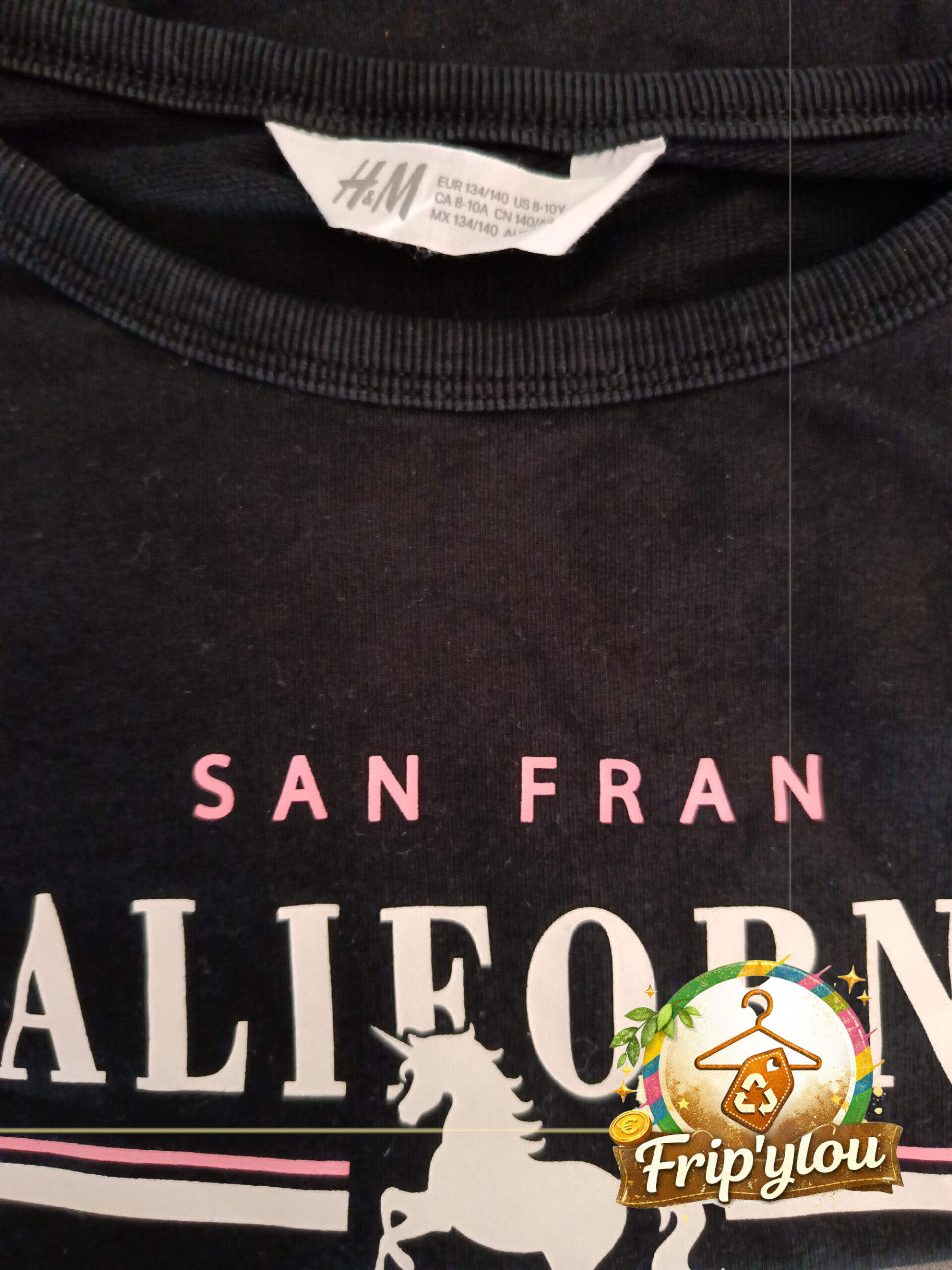 Sweat noir H&M “California licorne” – 8/10 ans – style casual A1651 – Image 2