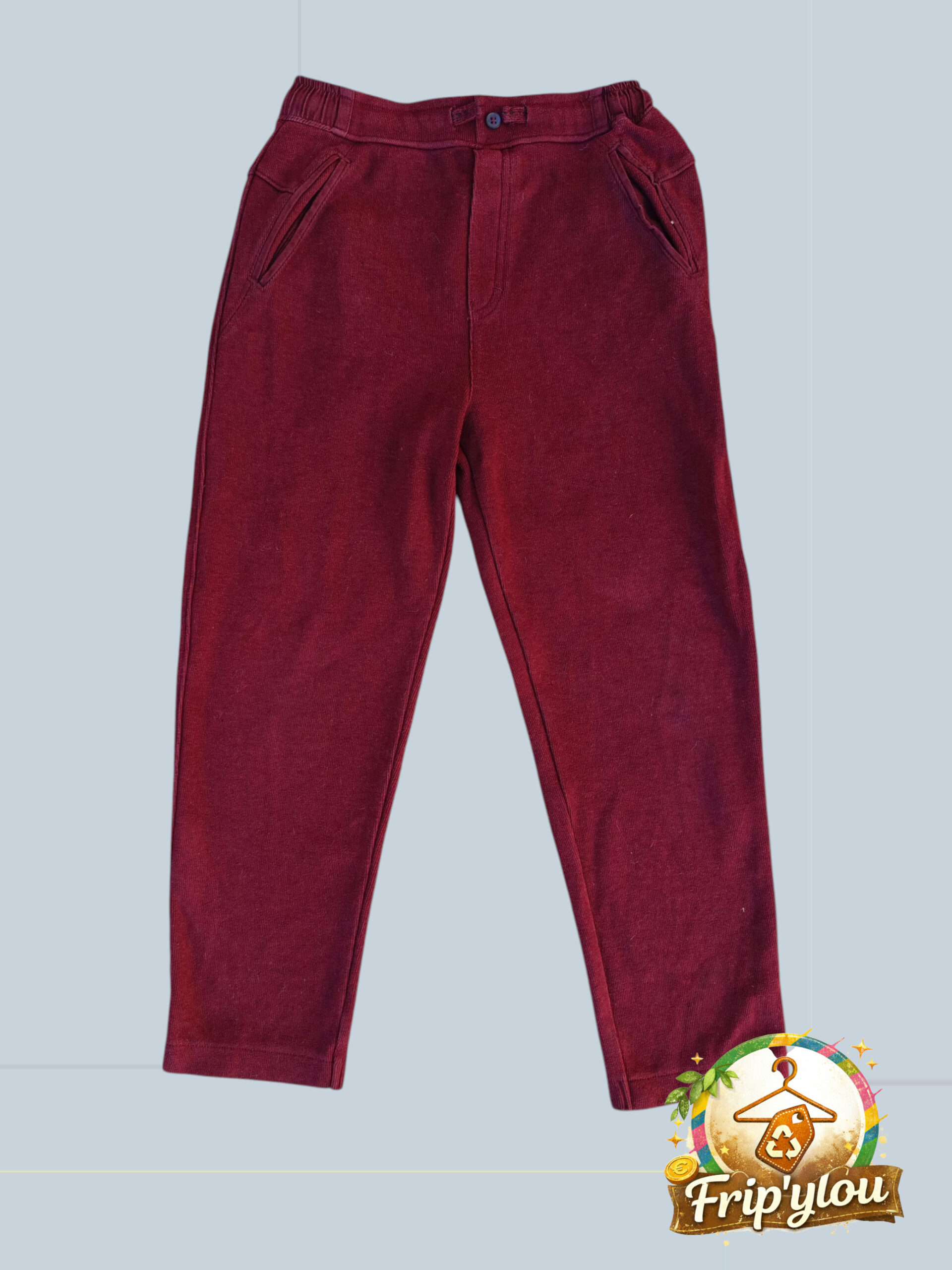 Pantalon jogging velours Zara garçon – 9 ans – bordeaux – coupe confort A1652
