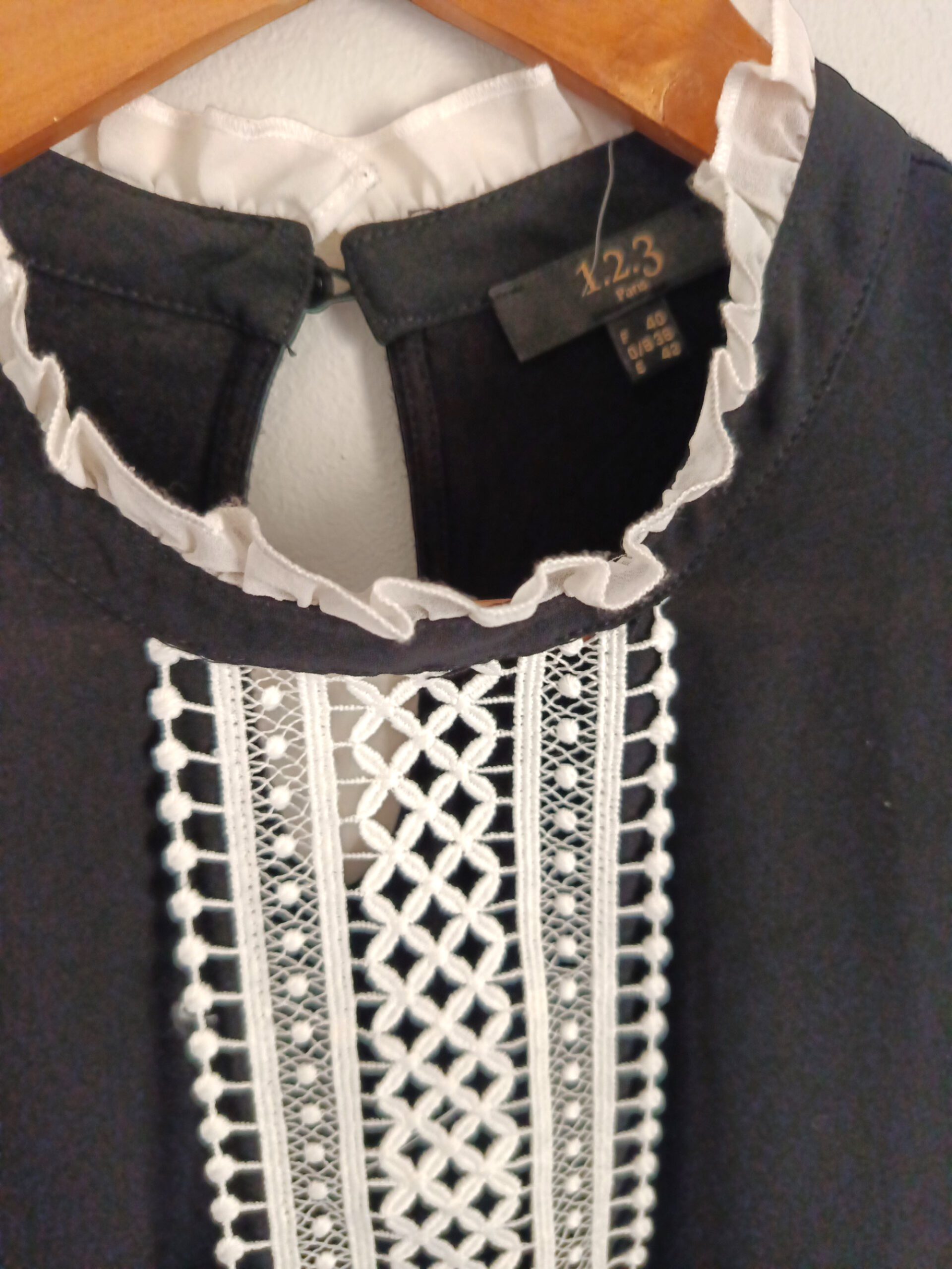 Blouse noire 1.2.3 – Taille 40 – Style bohème chic A1597 – Image 3