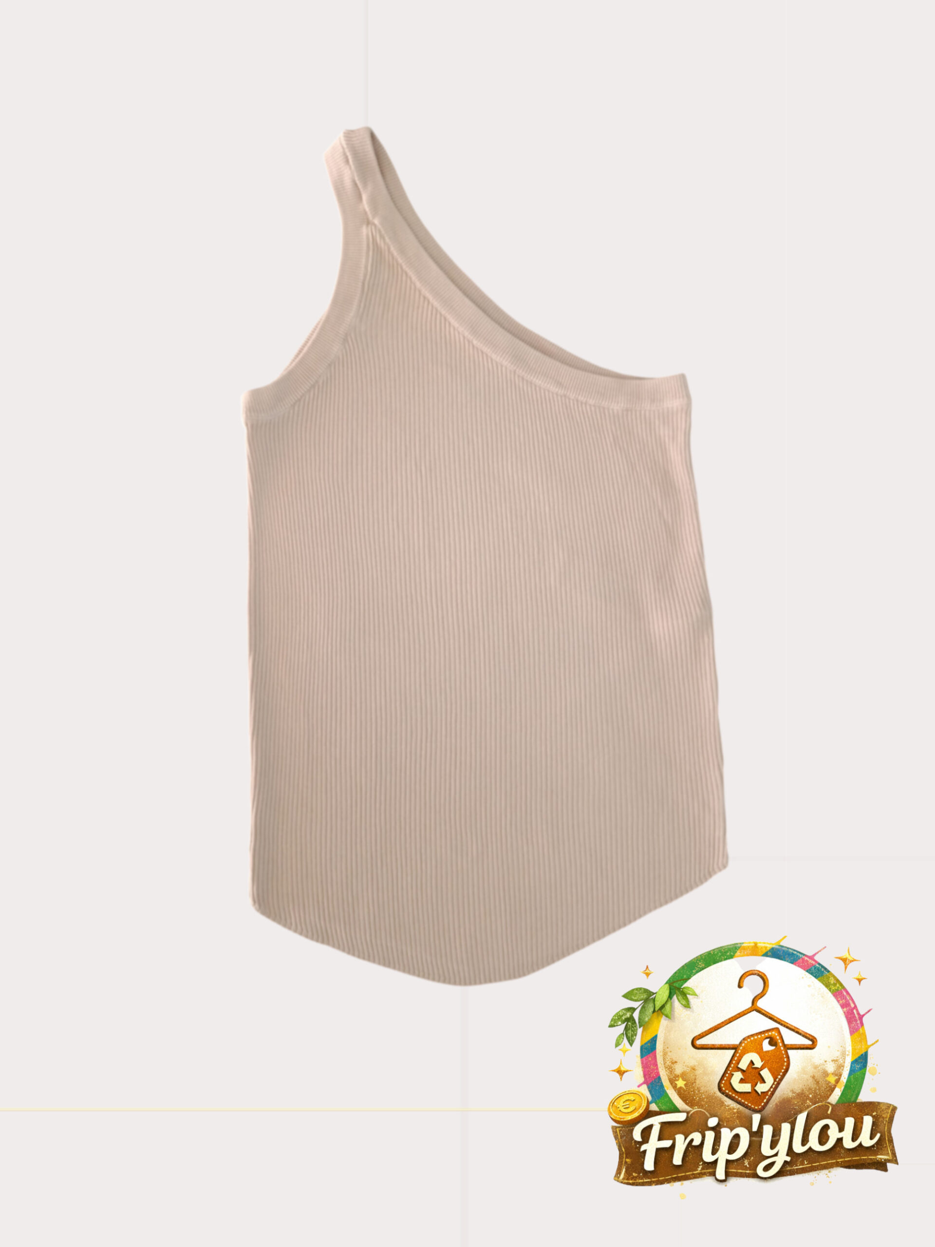 ✨ Top asymétrique ZARA – Taille S – Beige nude – Ultra tendance ✨A1632