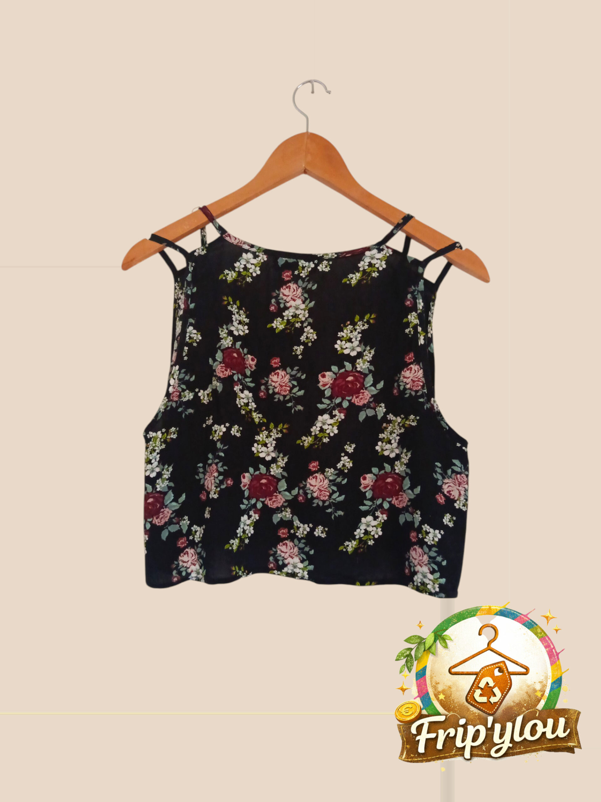 🌸 Débardeur court fluide fleuri Pull&Bear – Taille M 🌸 A1642 – Image 2