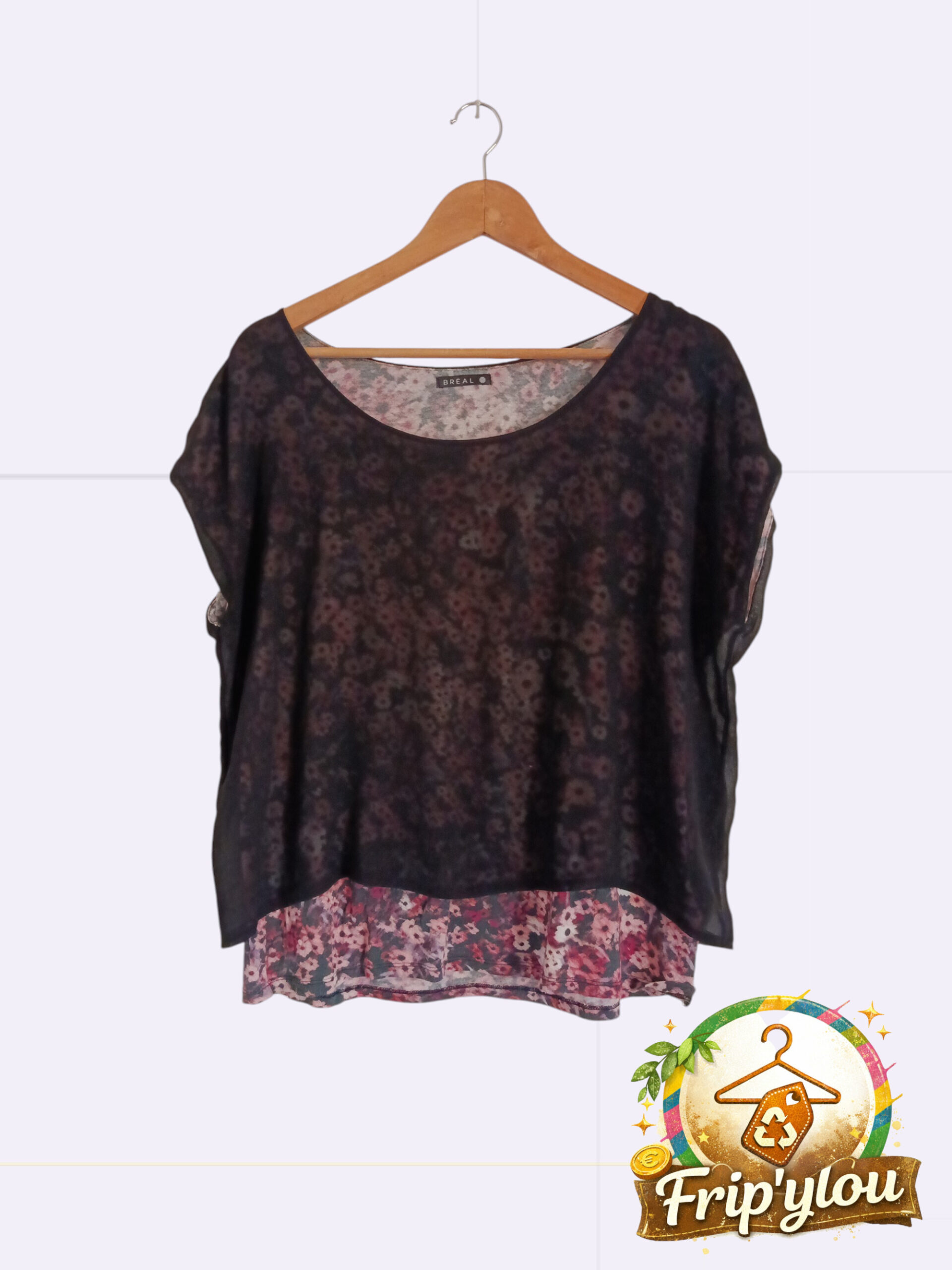 ✨🖤 Blouse fluide BREÁL – Imprimé floral délicat – Esprit bohème chic 🖤✨A1618