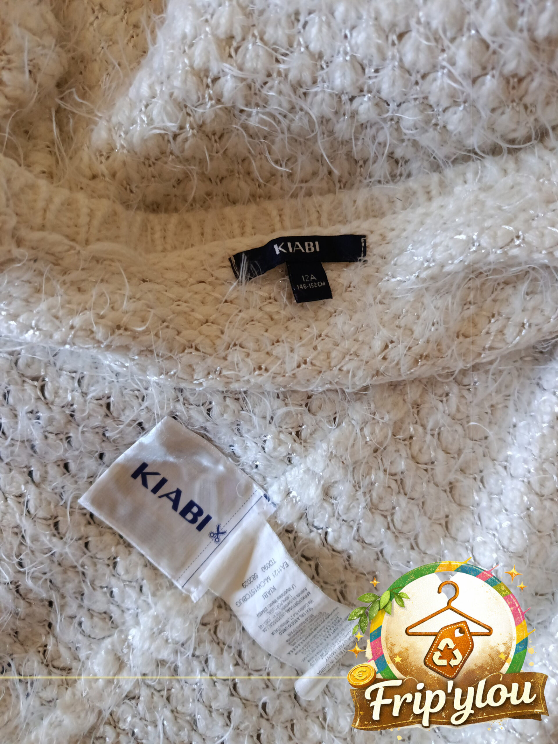Gilet cardigan KIABI – 12 ans fille – Maille douce écru ✨ A1612 – Image 3