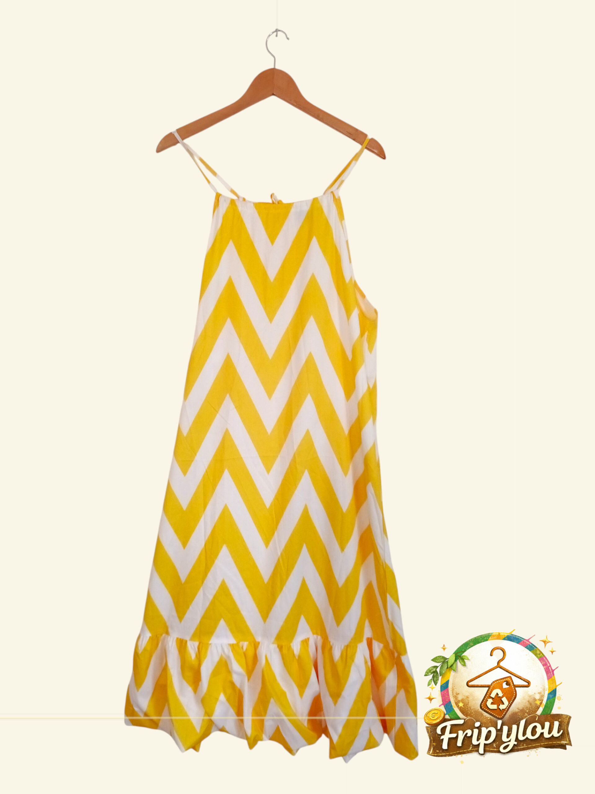 ☀️ Robe longue été jaune & blanc – SHEIN – Taille 38 (M) ☀️A1627