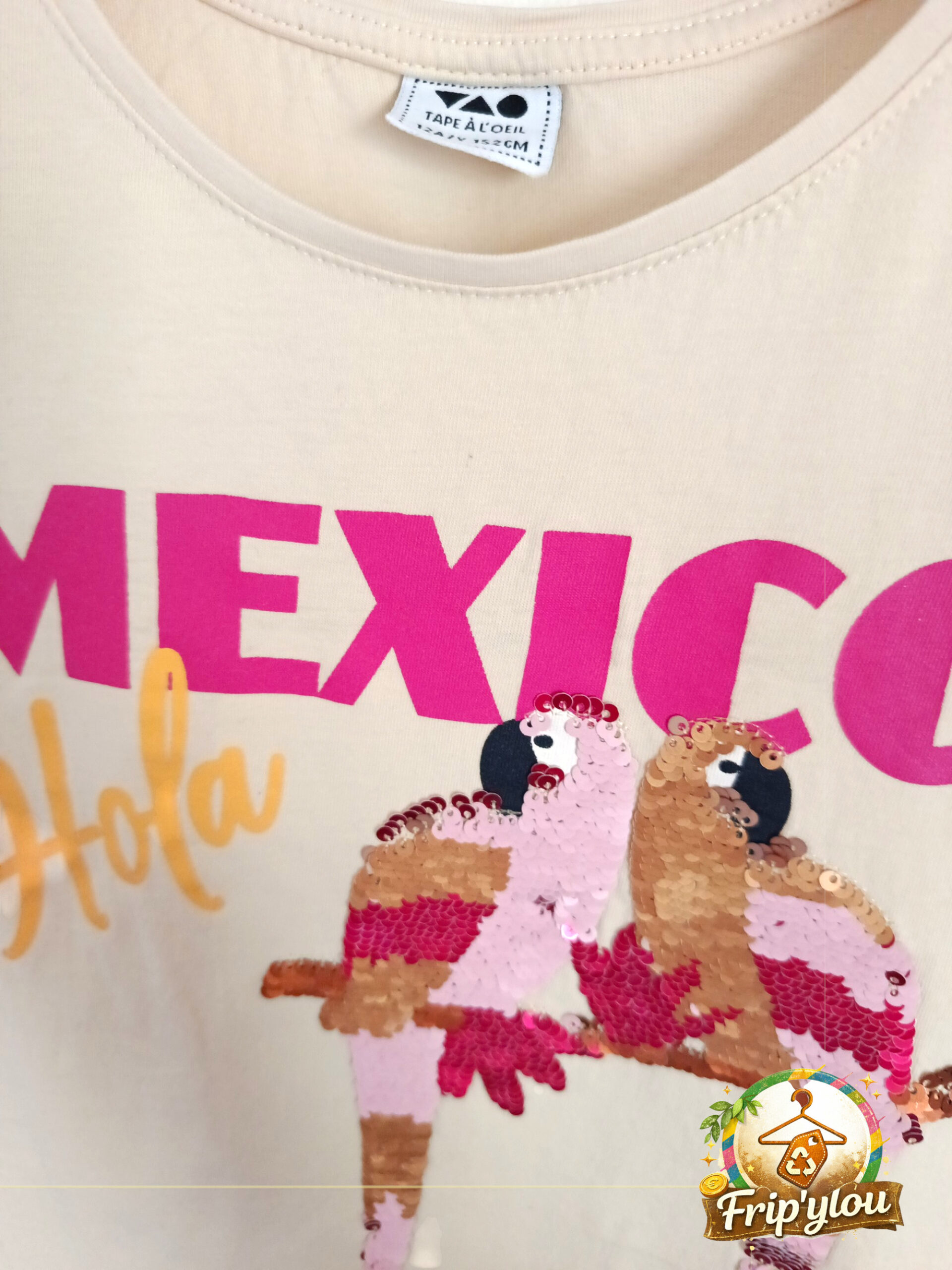 ✨ T-shirt fille TAPE À L’ŒIL – 12 ans – Motif Mexique sequins ✨ A1630 – Image 2
