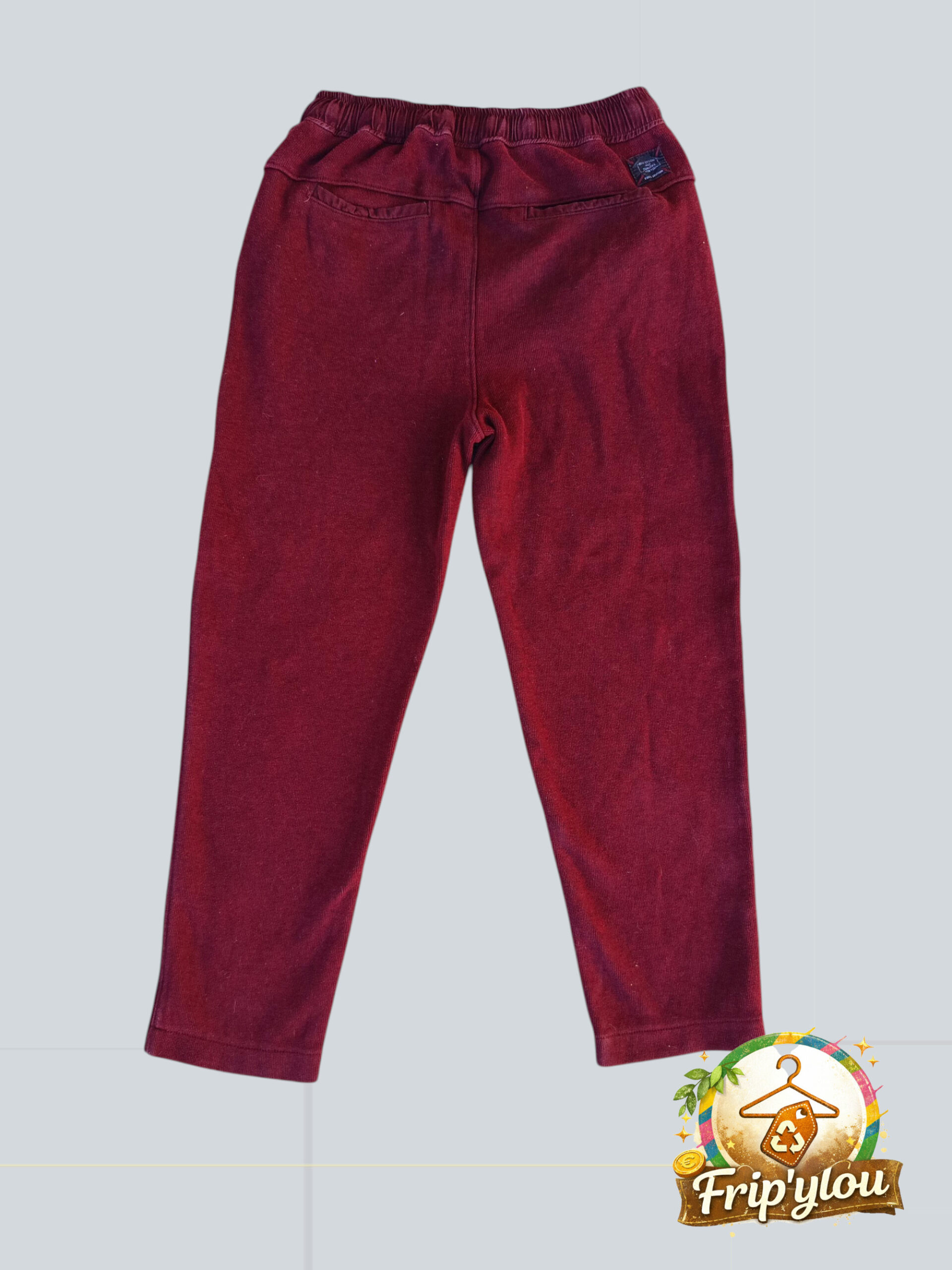Pantalon jogging velours Zara garçon – 9 ans – bordeaux – coupe confort A1652 – Image 2