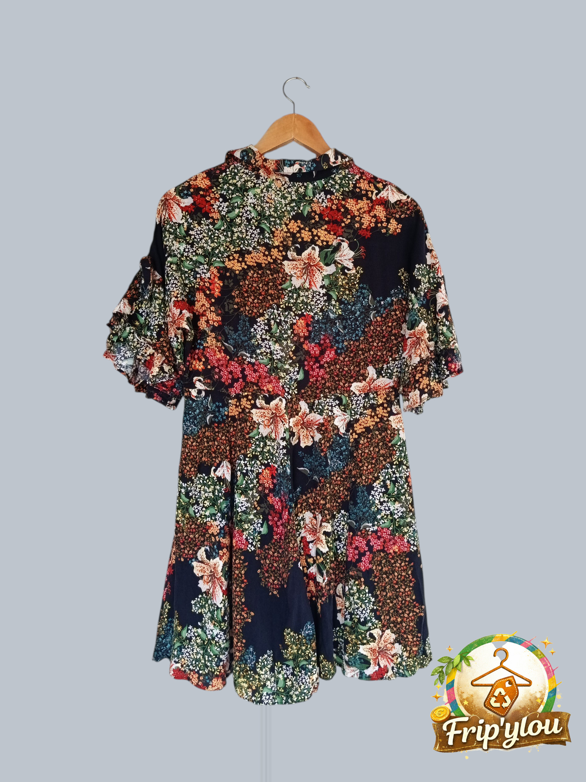 Robe fluide ZARA – Imprimé floral taille S A1678 – Image 2