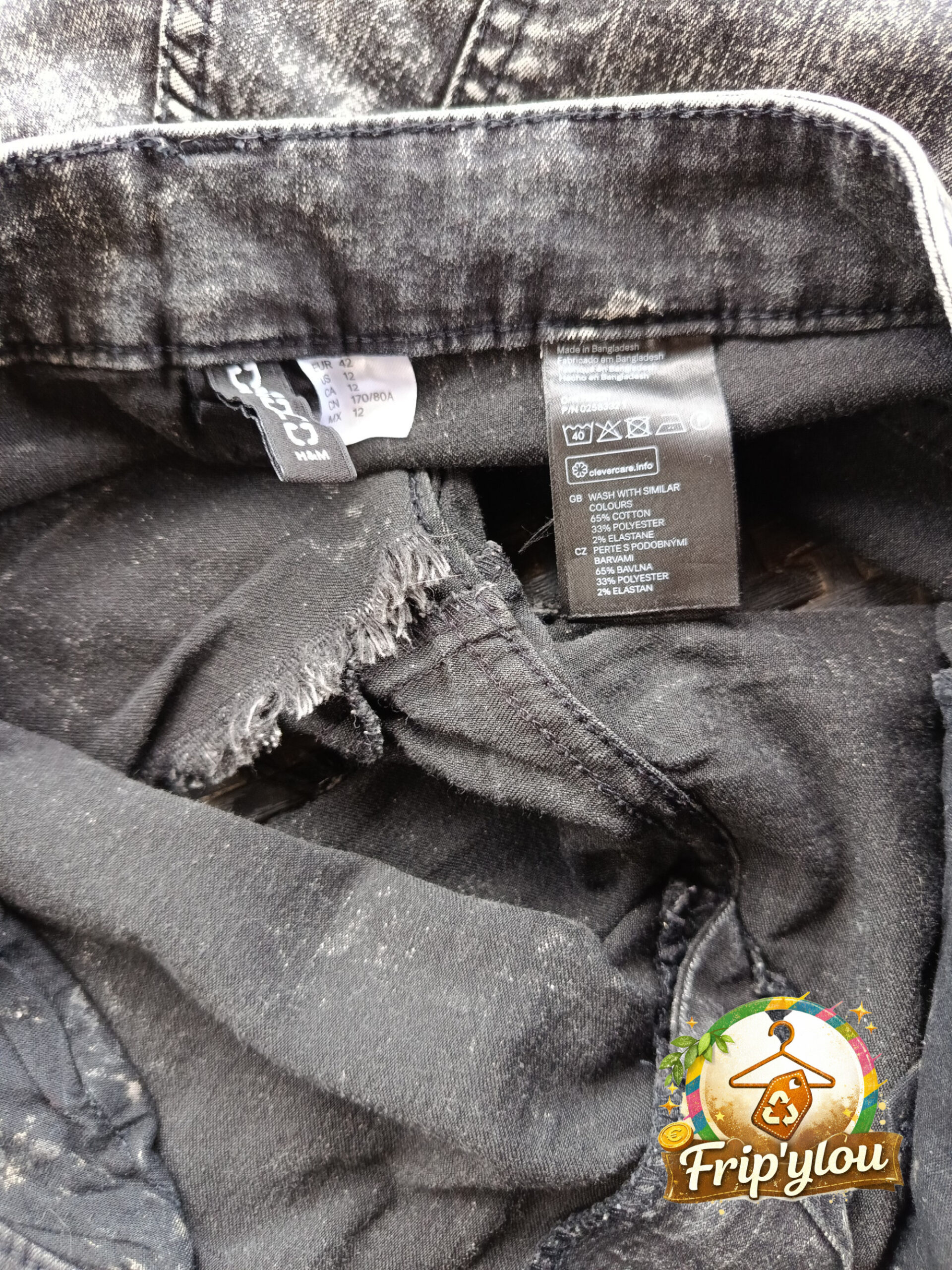 Short en jean gris délavé femme 42 – Effet destroy A1689 – Image 3