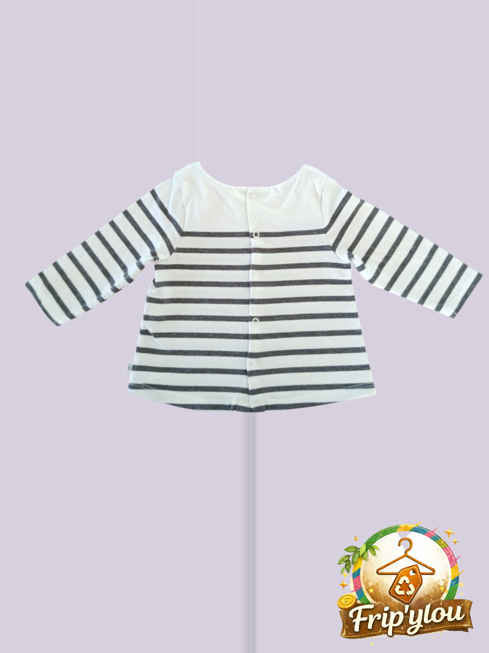 T-shirt marinière bébé fille 9 mois – doux & intemporel A1662 – Image 2