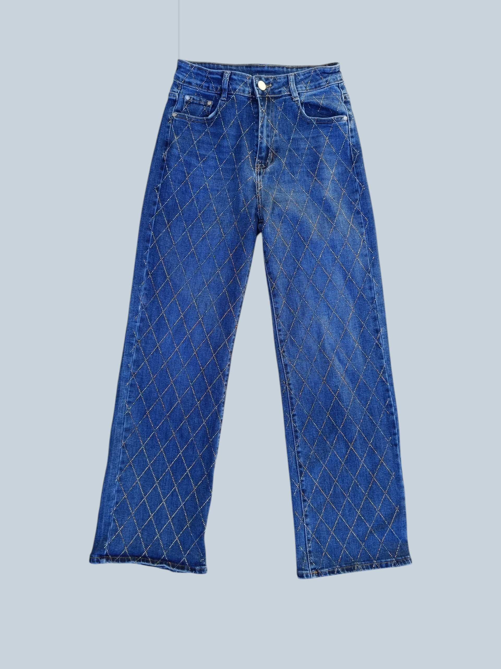Jean bleu à strass – Taille 40 femme | Pièce originale A1702