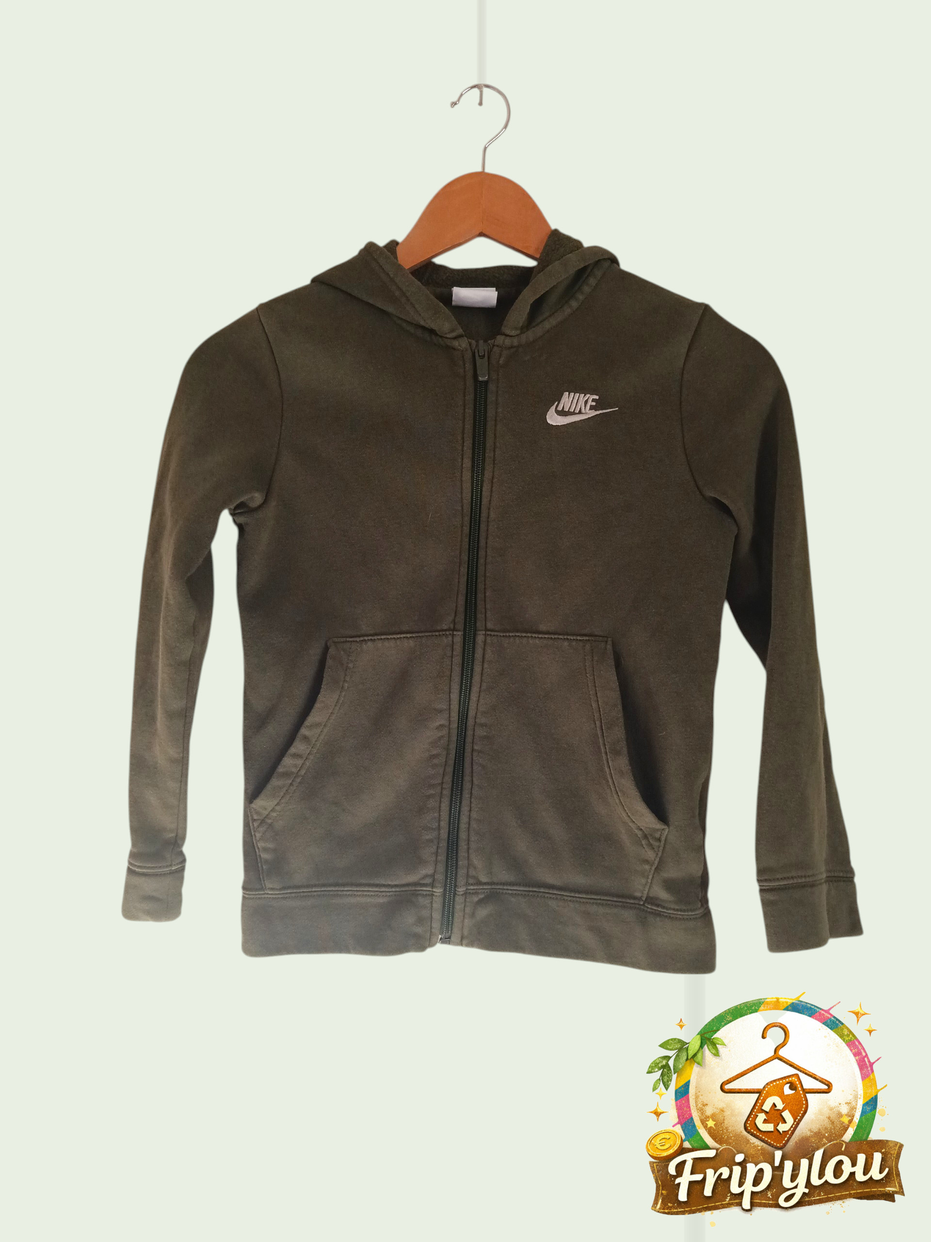 Sweat zippé Nike enfant – kaki tendance – 8/10 ans A1670