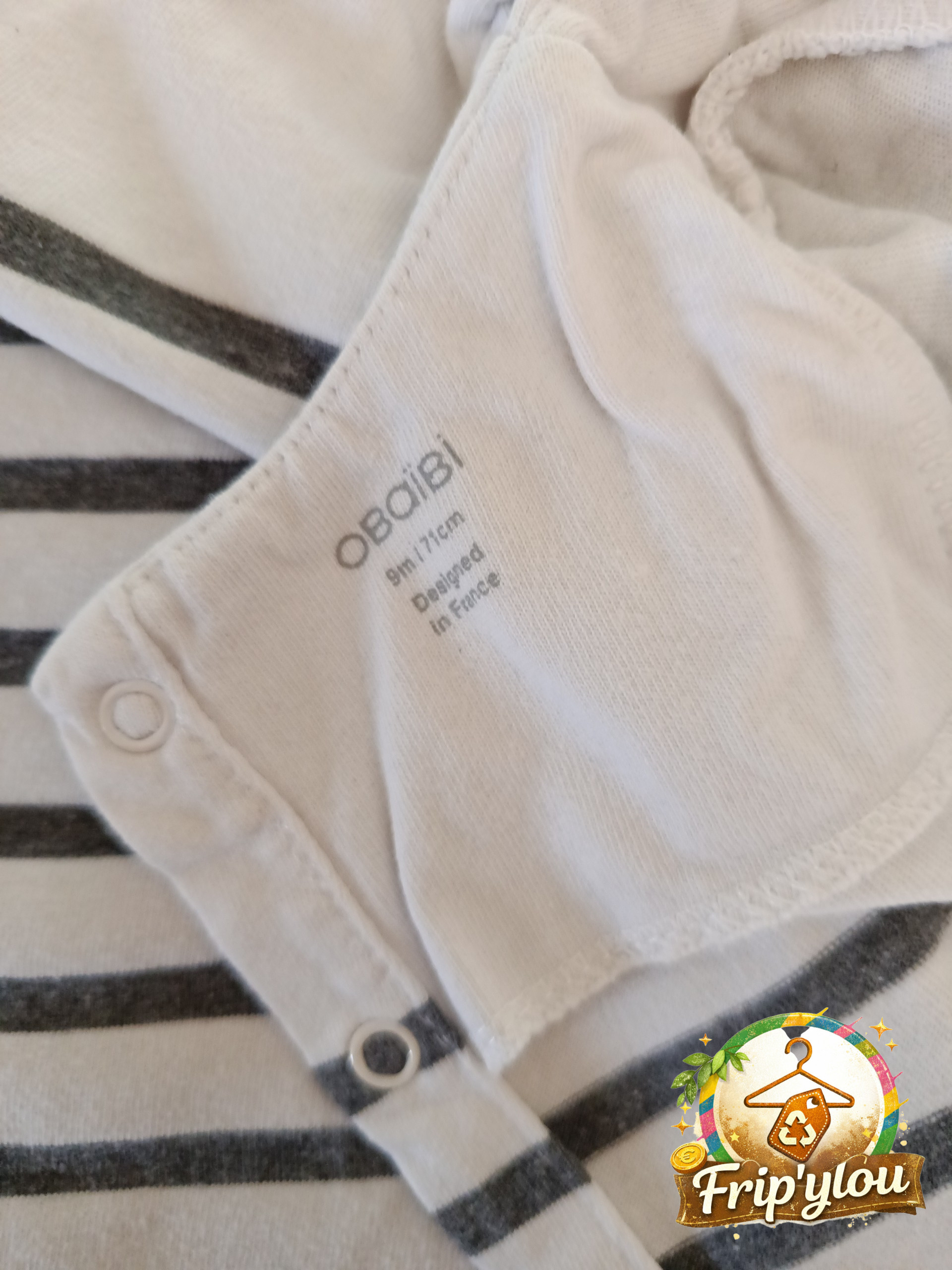 T-shirt marinière bébé fille 9 mois – doux & intemporel A1662 – Image 3