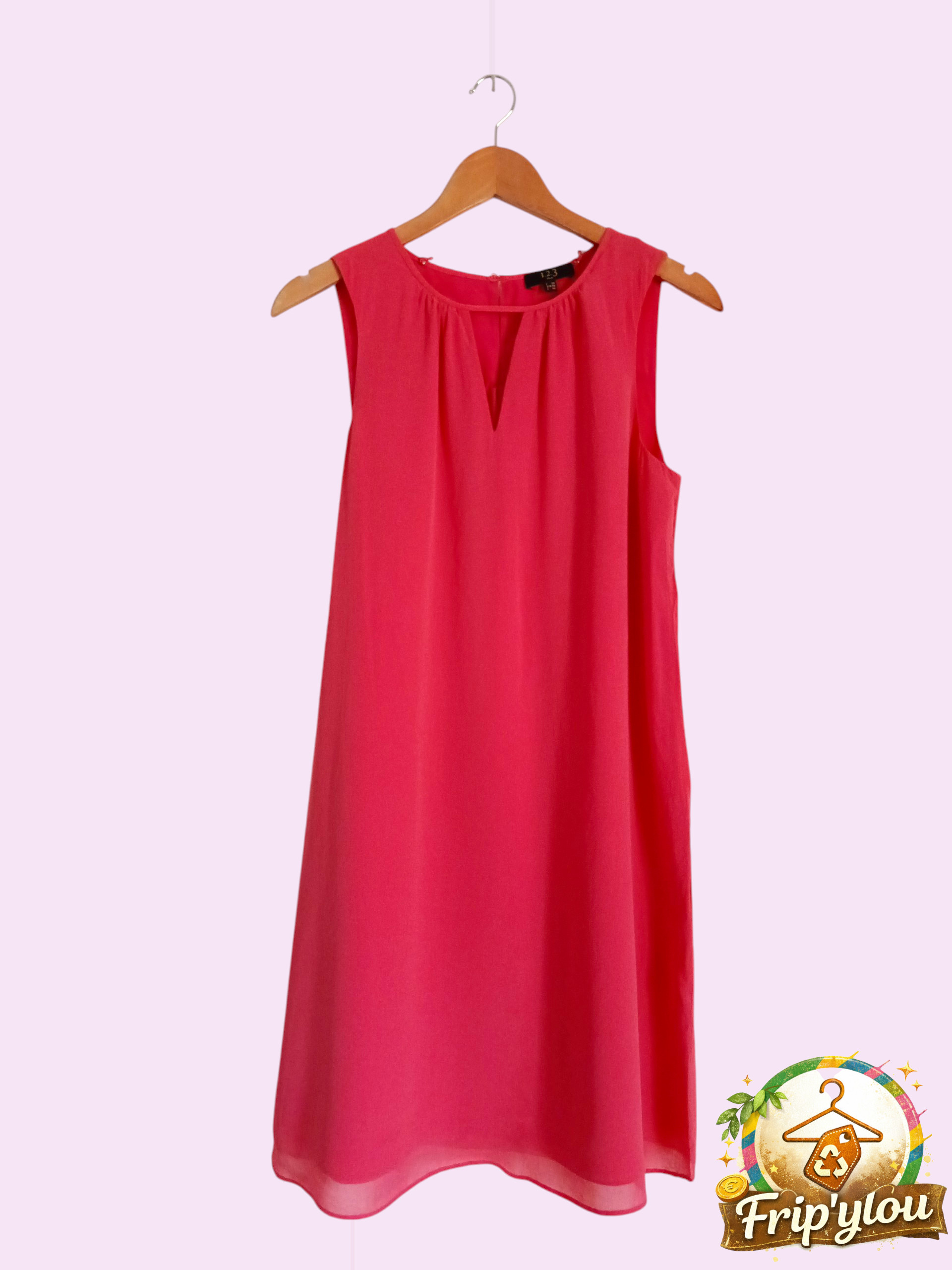 Robe 123 en soie – rouge/rose éclatant – taille 38- A1660
