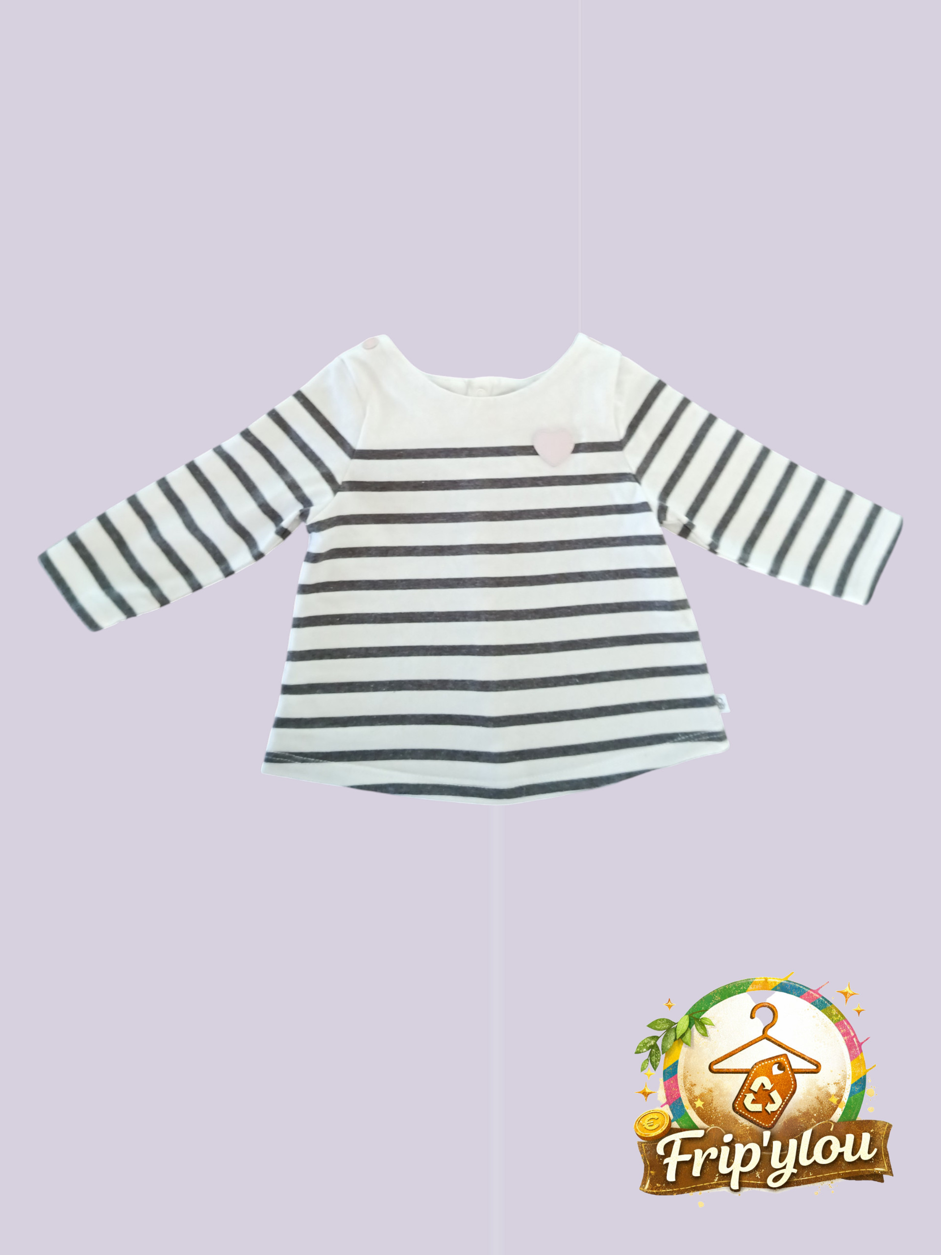T-shirt marinière bébé fille 9 mois – doux & intemporel A1662