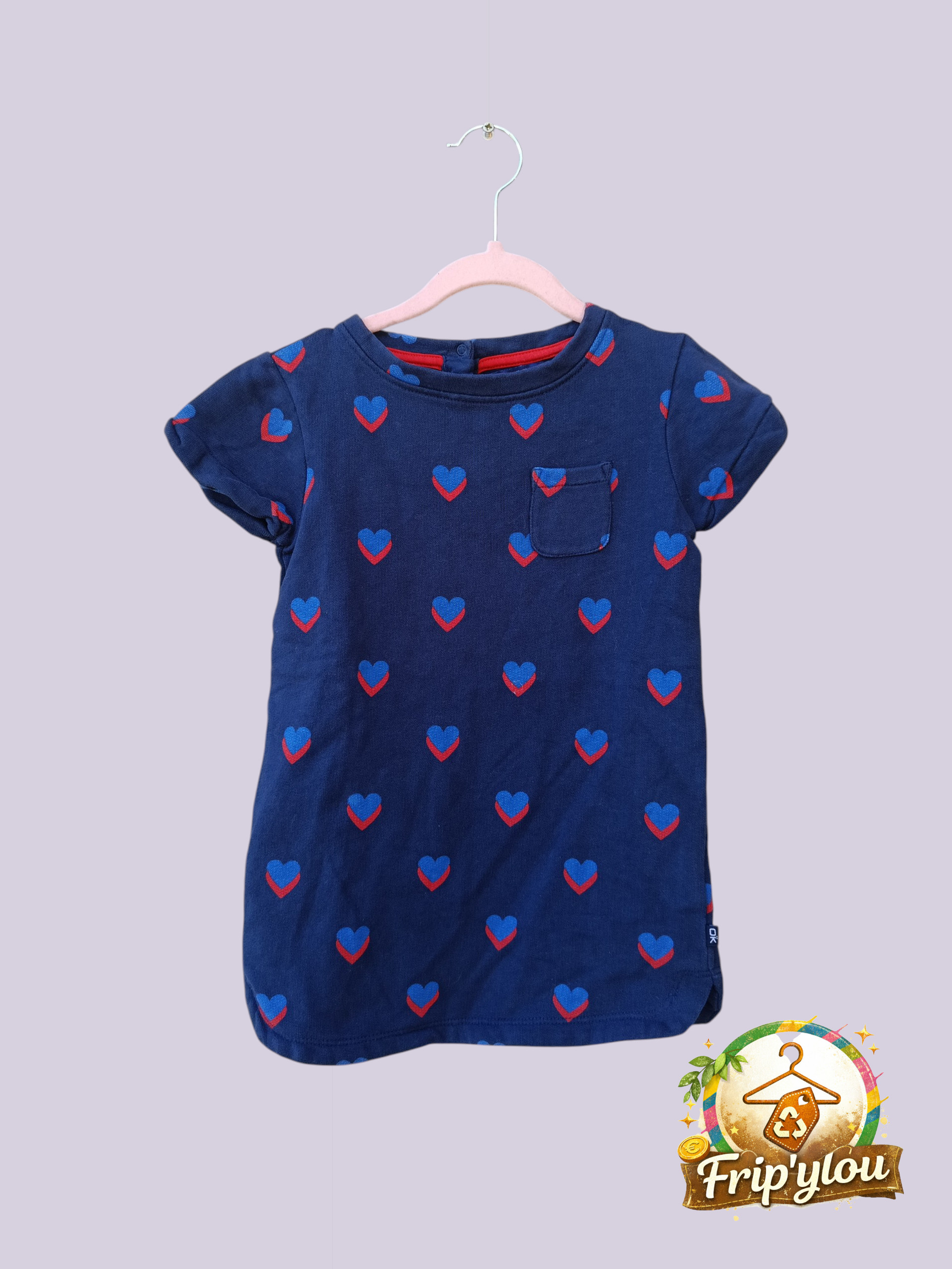 Robe sweat OKAÏDI – 3 ans – imprimé cœurs A0208