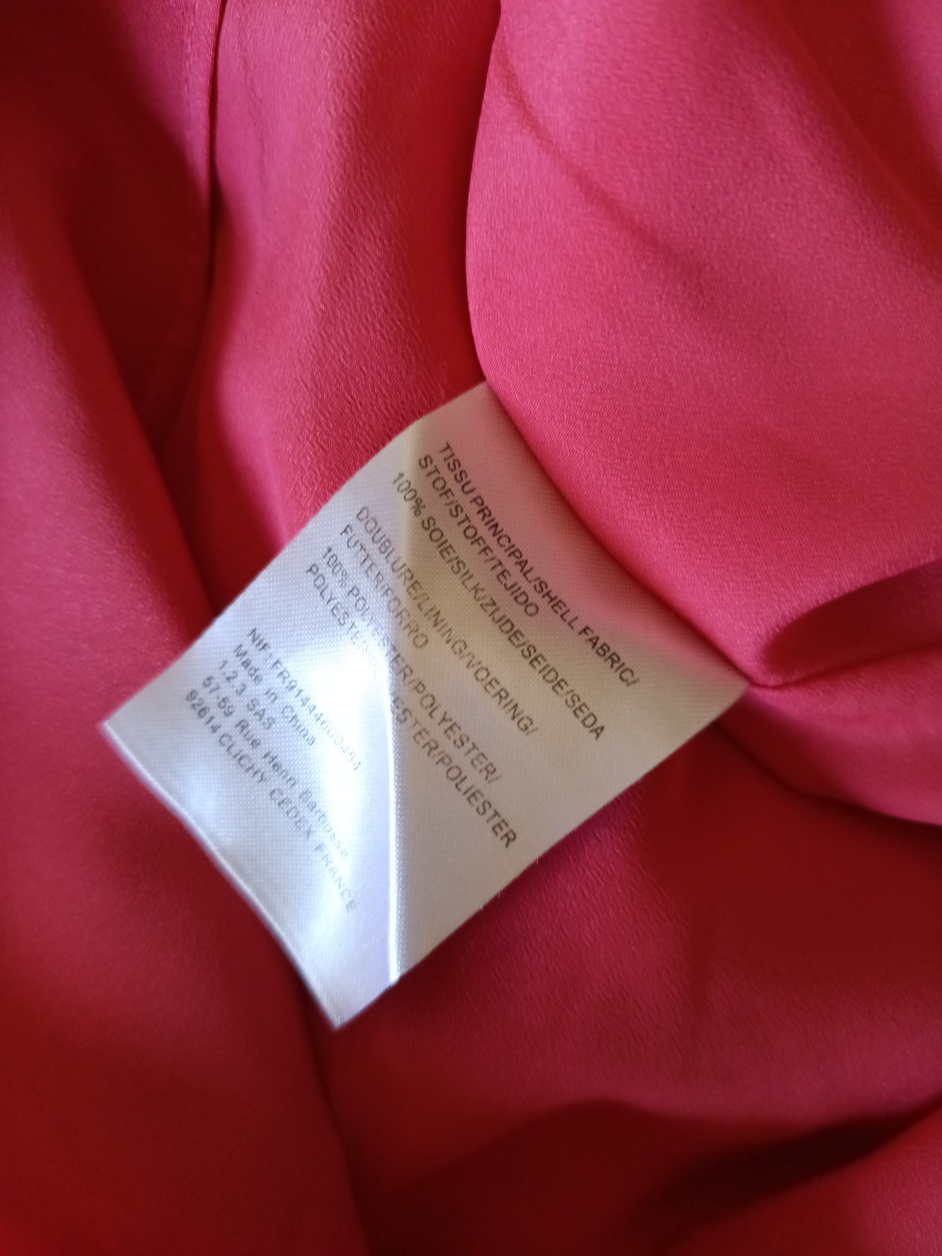Robe 123 en soie – rouge/rose éclatant – taille 38- A1660 – Image 3