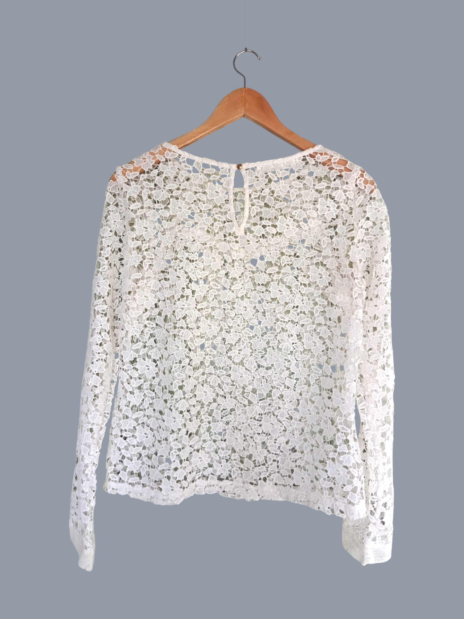 Blouse dentelle blanche Promod – Style romantique chic - femme M - A1706 – Image 2