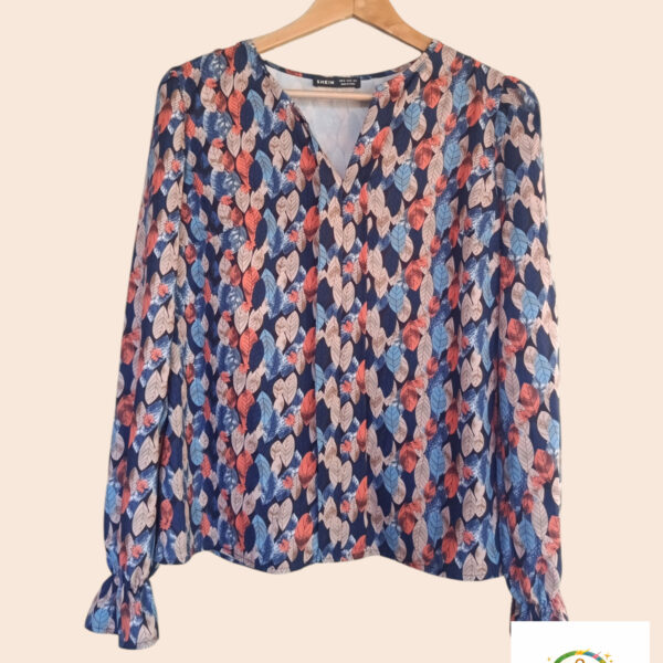 Blouse Bohème Chic SHEIN Femme Taille M – Imprimé Feuilles A1728