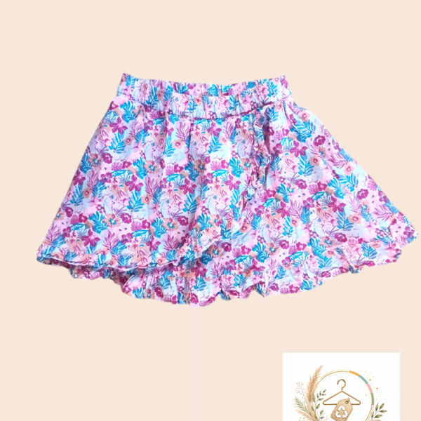 Jupe d'été fleurie détail fleurs fluo –  A1766