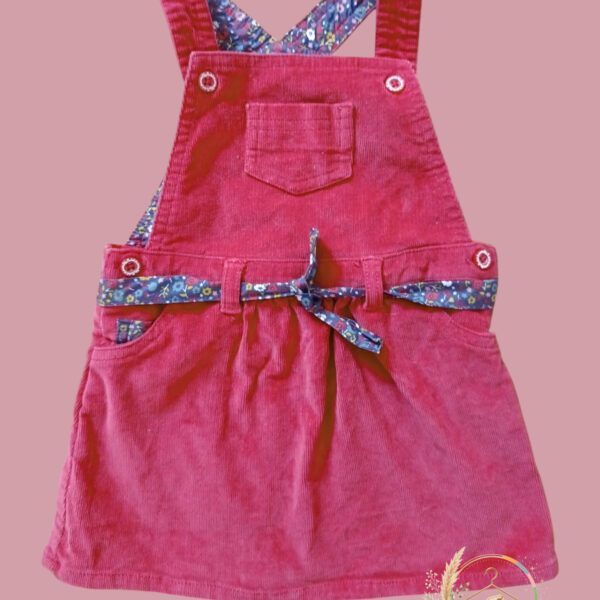 Robe salopette en velours fuchsia/bordeaux  Cadet Rousselle – 6 mois A1821