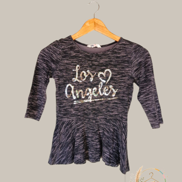 Haut / T-shirt coupe péplum H&M "Los Angeles" sequins 10/12 ans A1836
