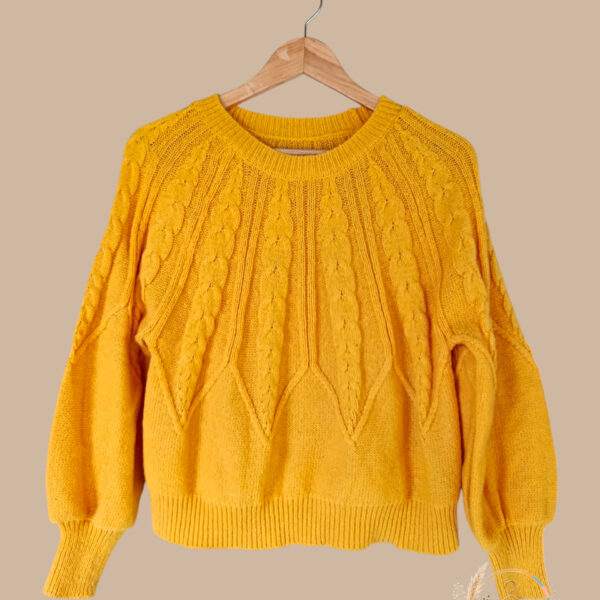 Pull Shein jaune en maille torsadée — Taille XS (34) - A1829