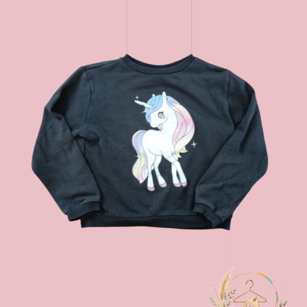 Sweat noir fille  H&M licorne – 8/10 ans - A1818