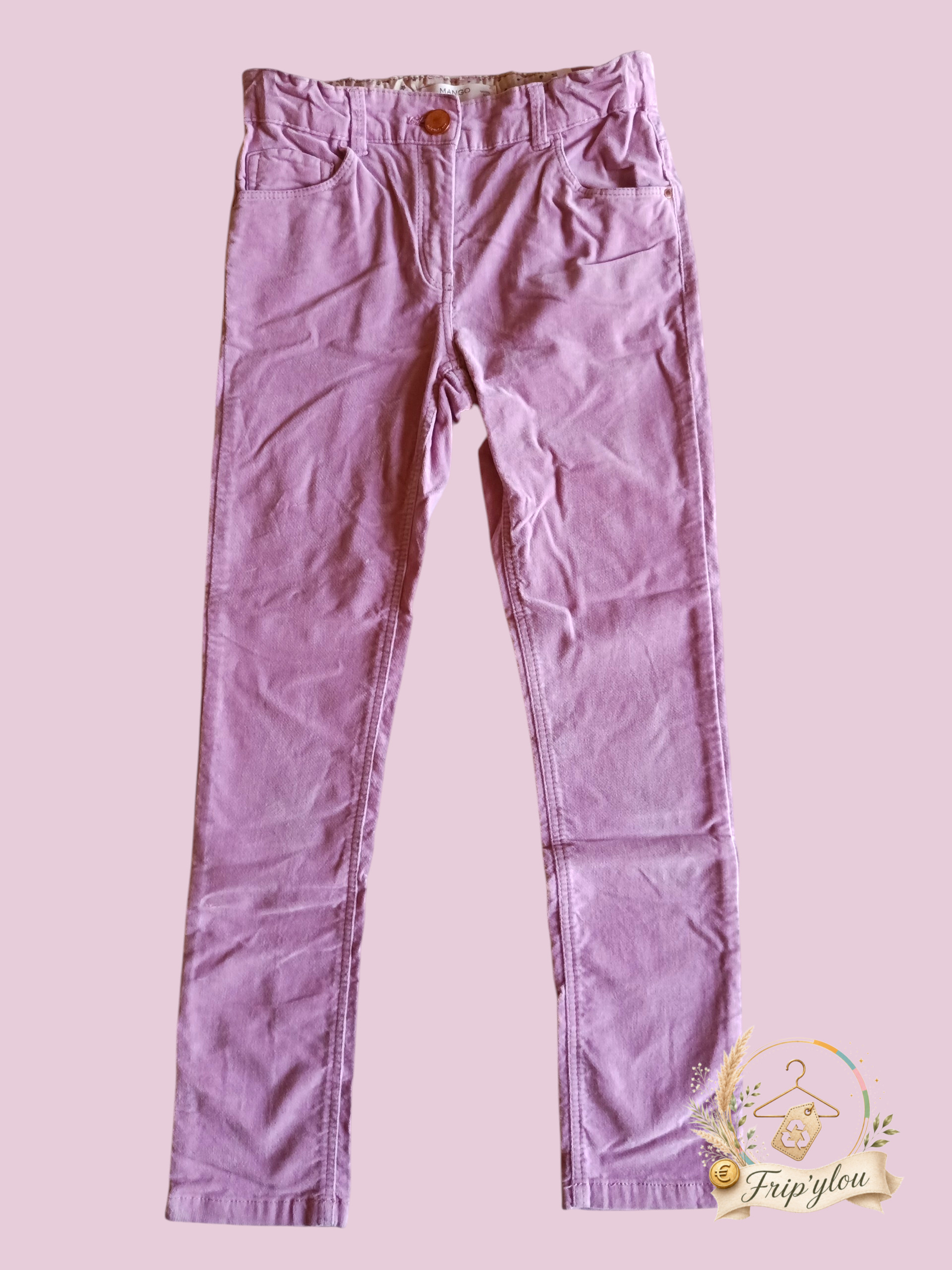Pantalon slim en velours mauve MANGO KIDS 9/10 ans - A1835