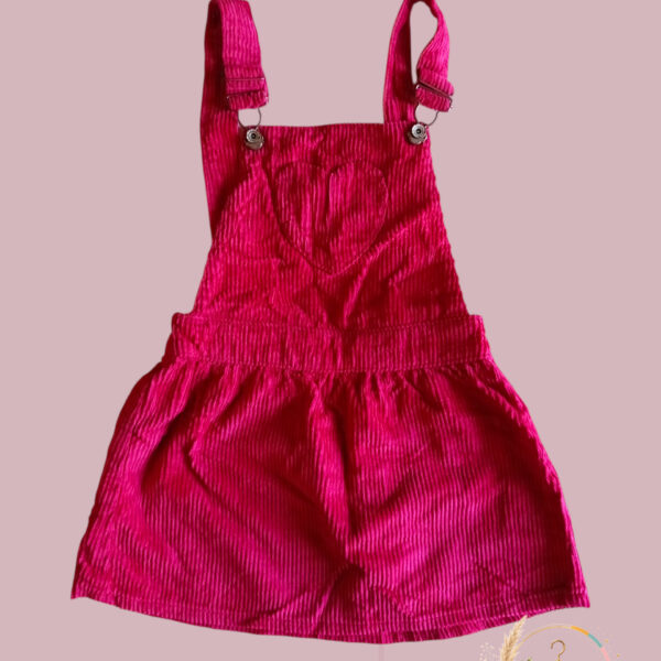 Robe salopette en velours cotele fuchsia / framboise fille 4 ans A1838
