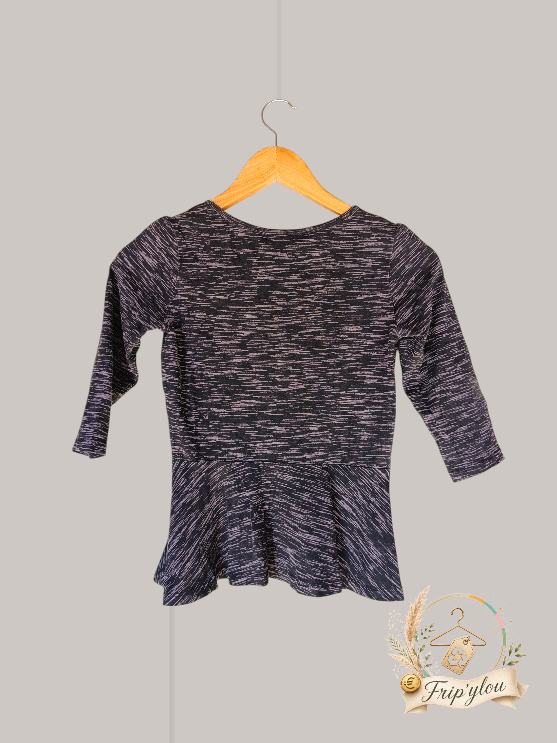 Haut / T-shirt coupe péplum H&M "Los Angeles" sequins 10/12 ans A1836 – Image 2