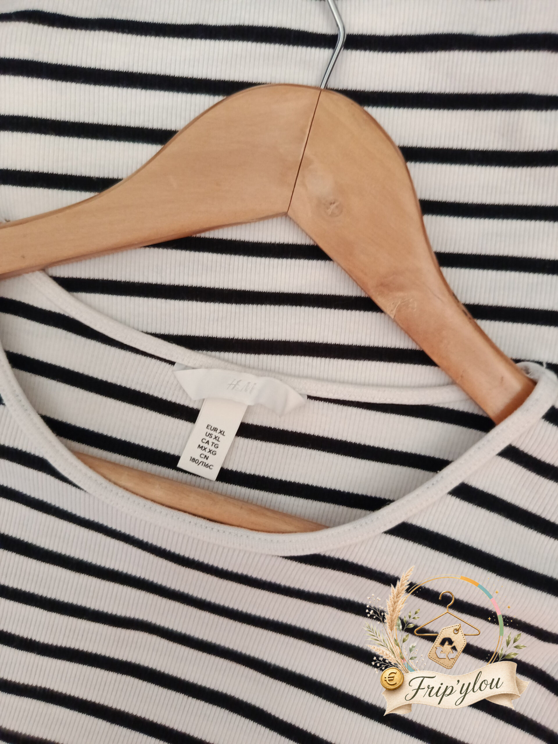 T-shirt marinière H&M Femme XL – Intemporel & Confortable A1802 – Image 2