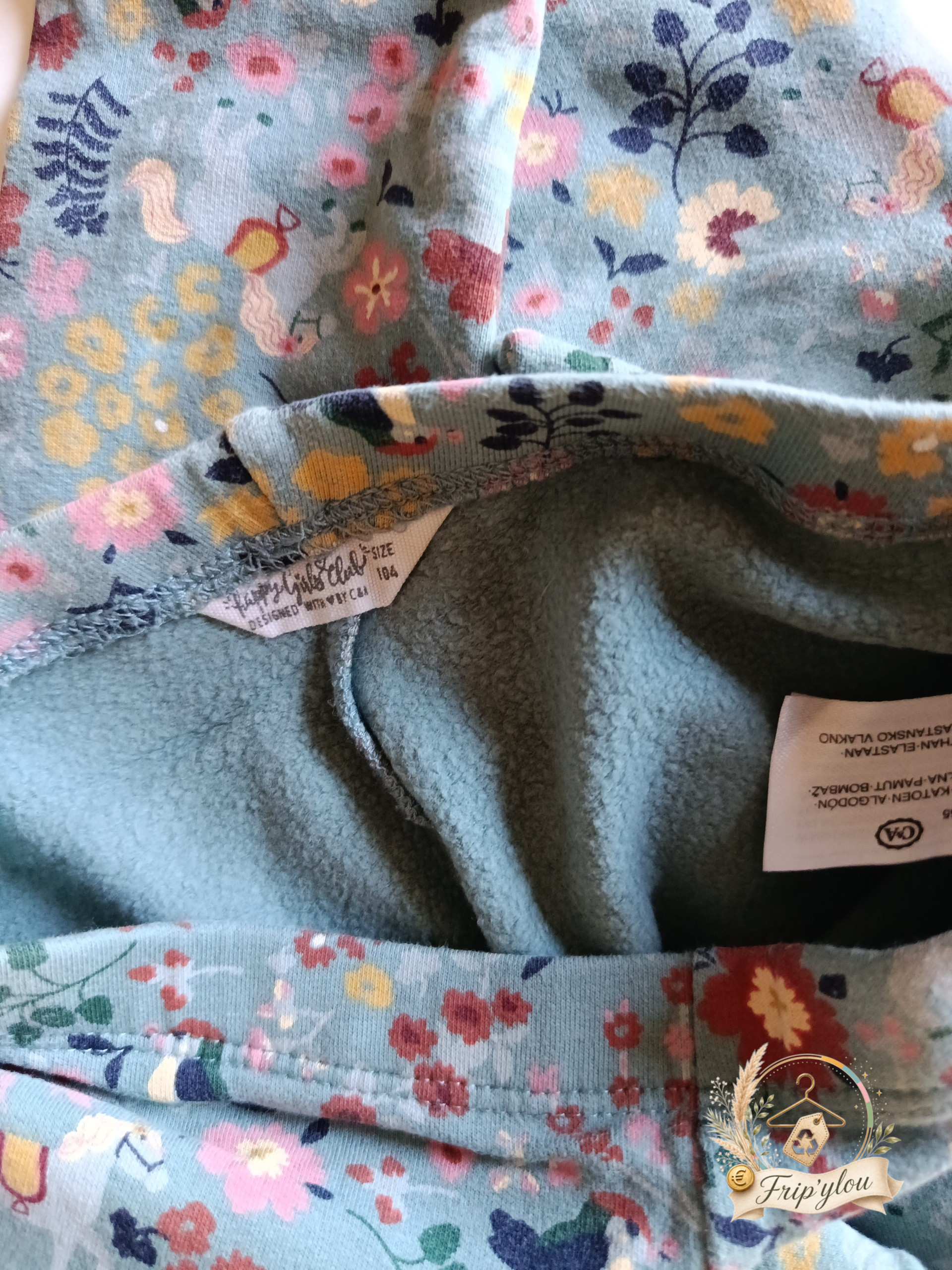 Legging chaud imprimé floral et oiseaux 104cm / 4ans fille - A1843 – Image 3