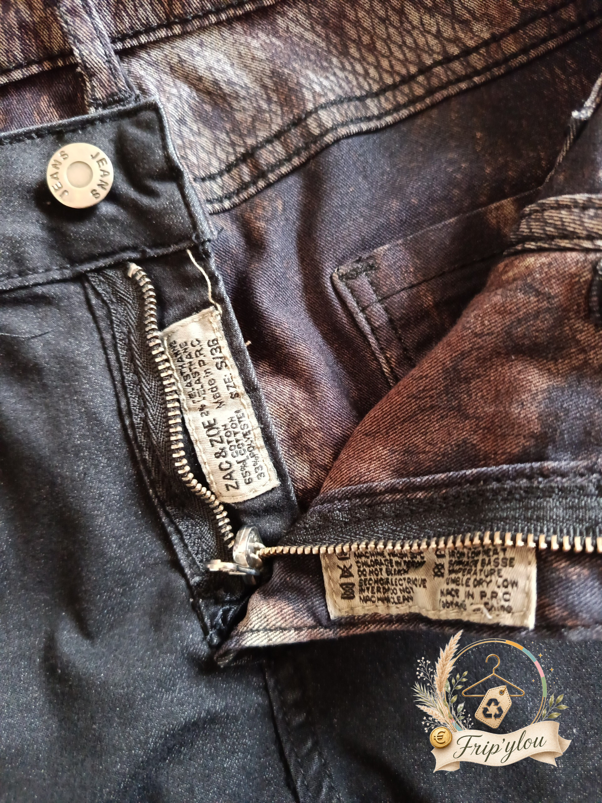 Jean slim réversible Zac & Zoé femme taille S / 36 — Motif peau de serpent / Noir délavé A1845 – Image 4