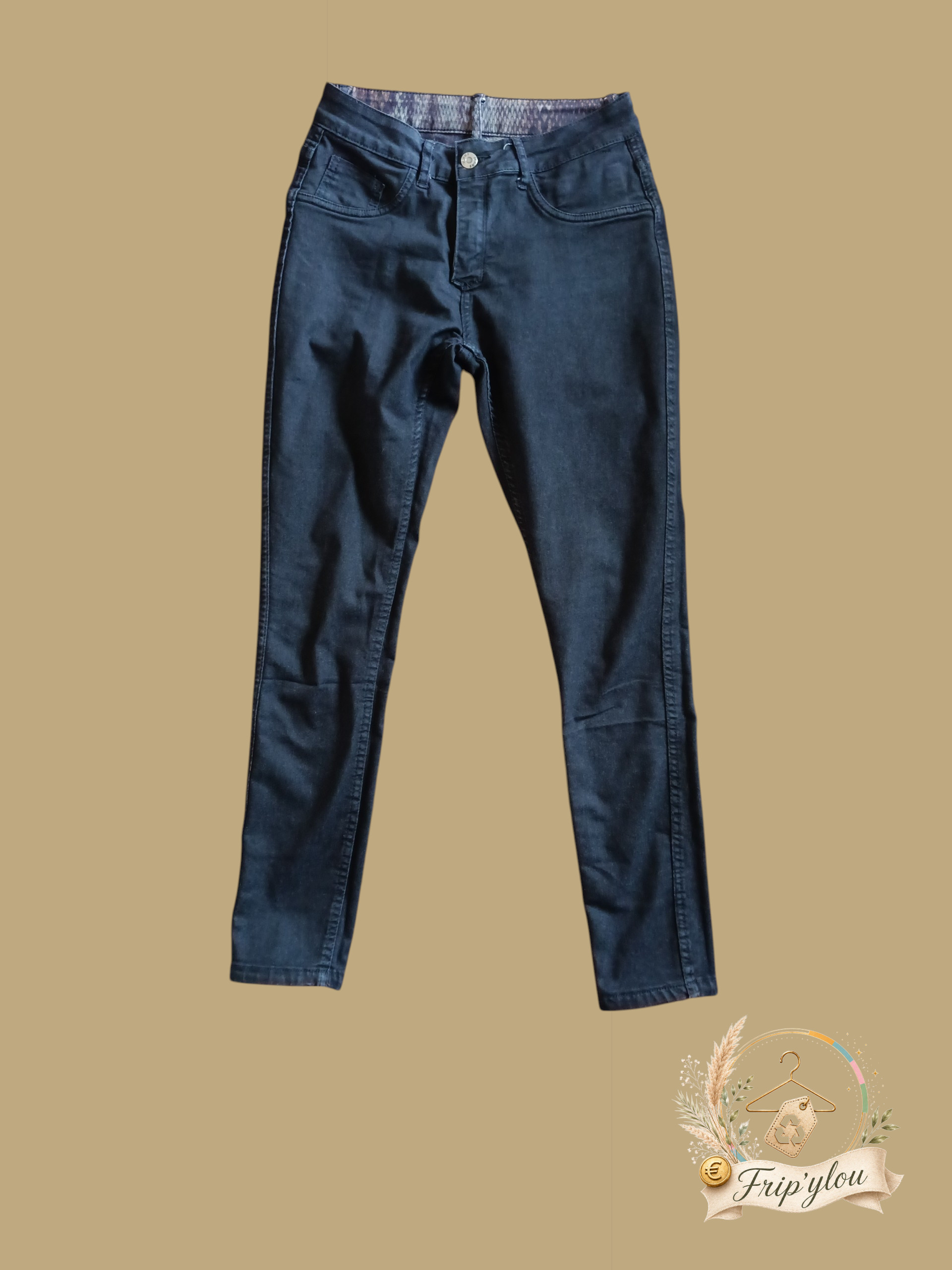 Jean slim réversible Zac & Zoé femme taille S / 36 — Motif peau de serpent / Noir délavé A1845 – Image 2