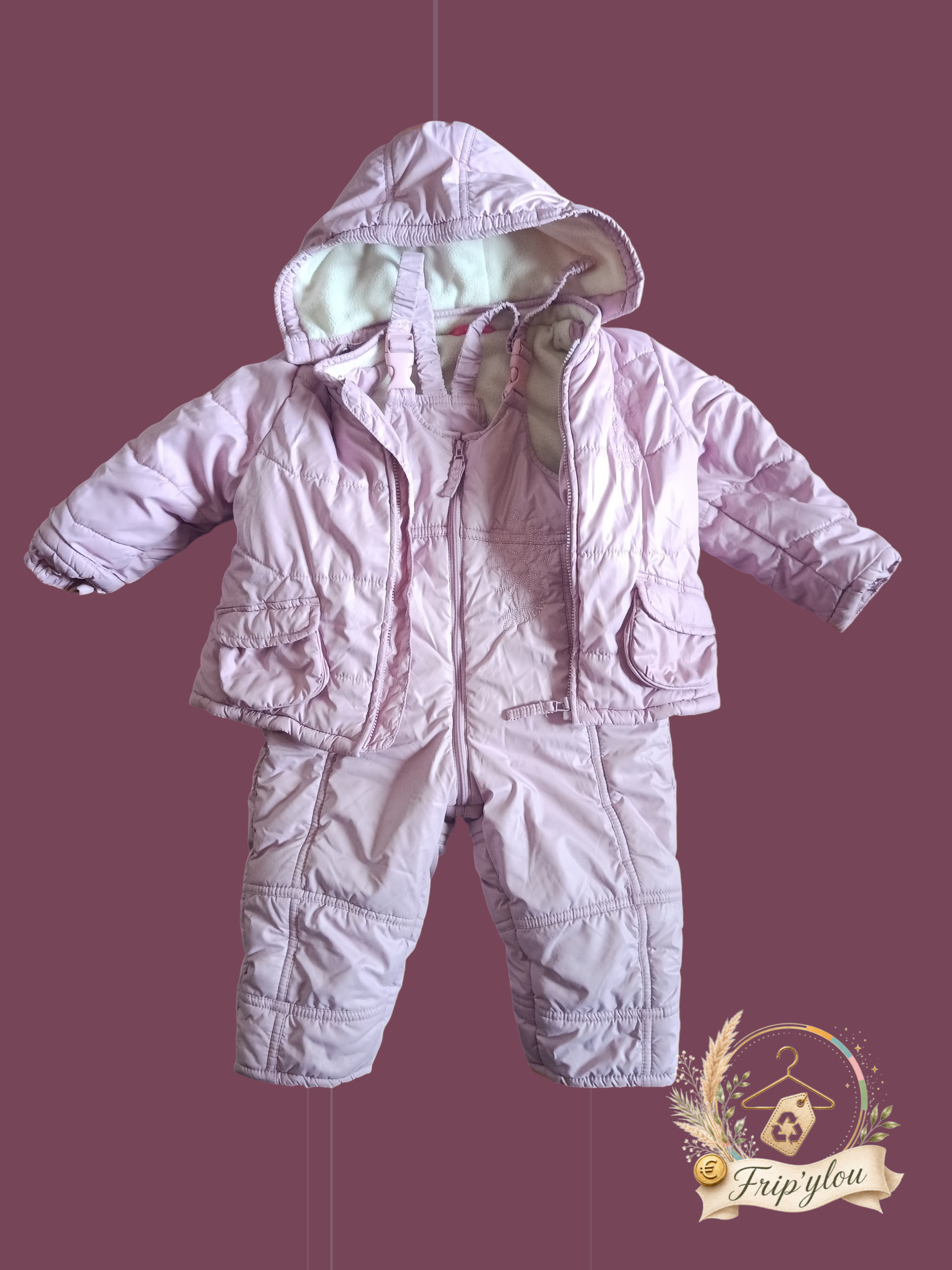 Combinaison de ski / ensemble de neige rose violet fille 24 mois/ 86cm- A1844