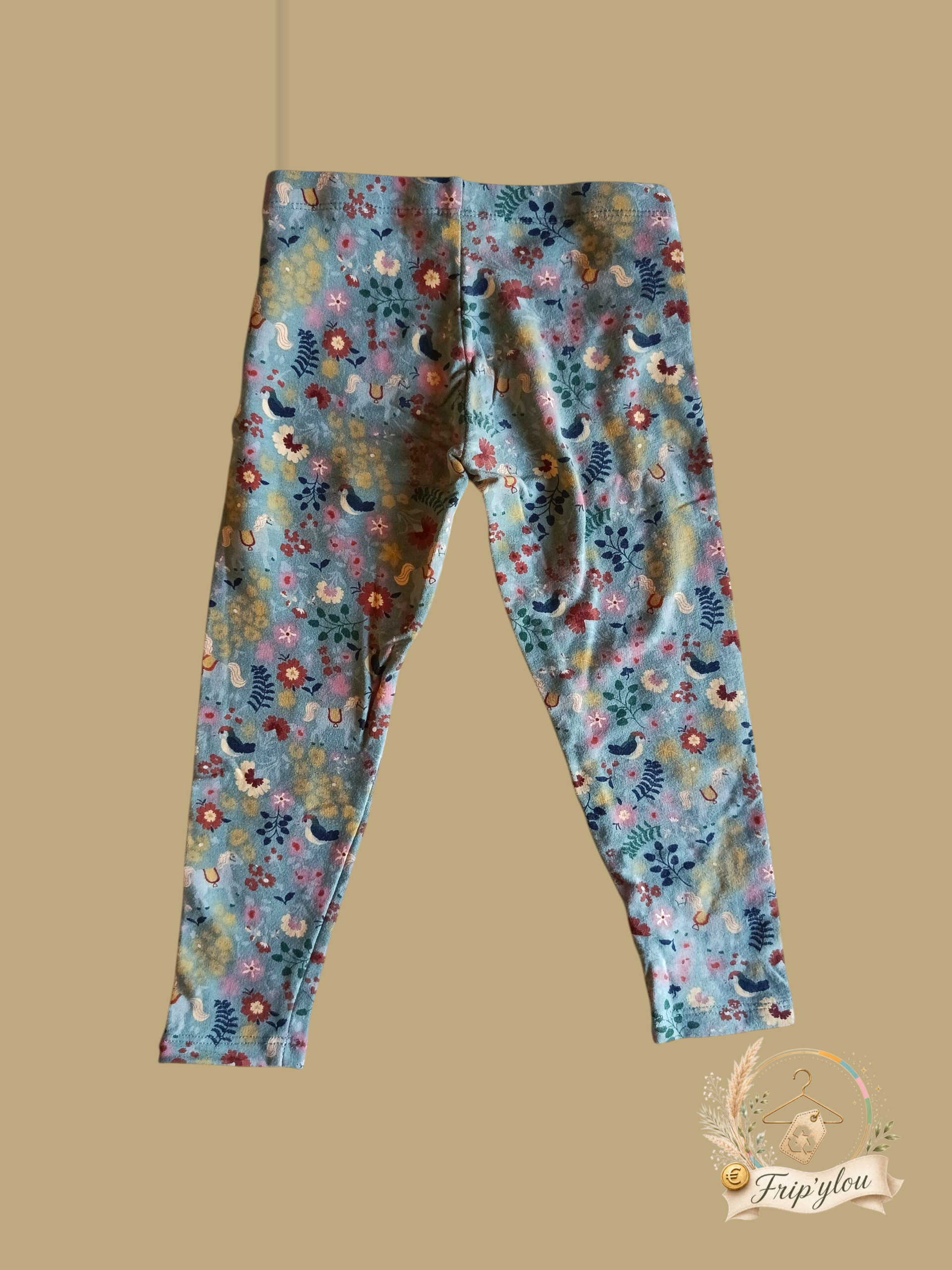 Legging chaud imprimé floral et oiseaux 104cm / 4ans fille - A1843 – Image 2