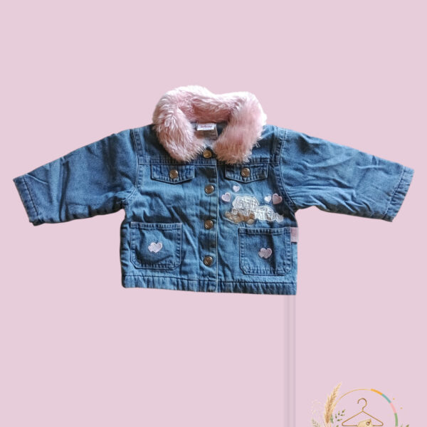 Veste en jean bébé Disney Store - Col fausse fourrure rose - 6/12 mois - A1842