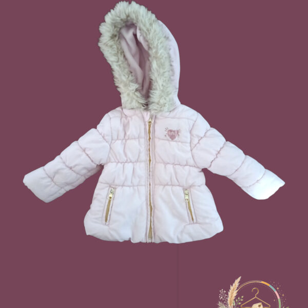 Doudoune rose à capuche fausse fourrure bébé fille 80 cm (12 mois) A1848